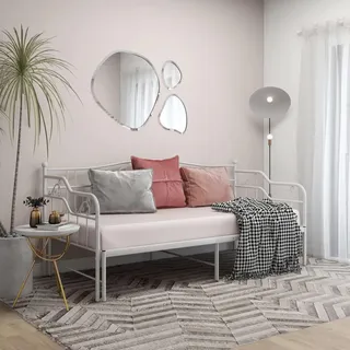 Metallbett "Hauroth" aus pulverbeschichtetes Metall in Weiß. Abmessungen (L/B/H) 206x95x91 cm - Weiß