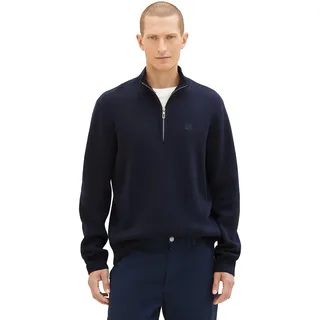 TOM TAILOR Herren 1038197 Troyer Strickpullover, 10668-sky Captain Blue, L