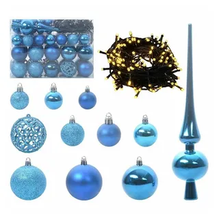 vidaXL Weihnachtskugel-Set mit 150 LEDs 61 pcs Blau Kunststoff