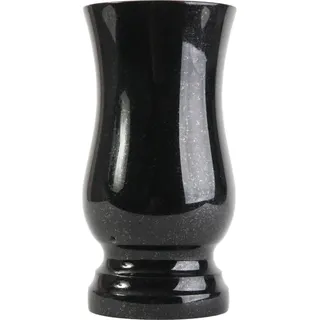 Grab-Vase groß aus Granit Schwedisch Black mit Abflussloch - Schwarz