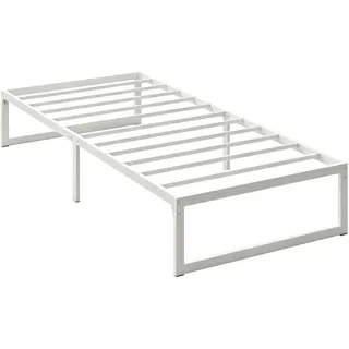 Homcom Bettgestell Metall Weiß , 90x200 cm , Schlafzimmer, Betten
