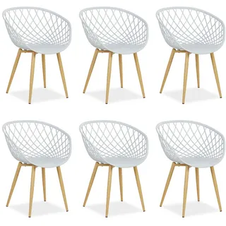 Homestyle4u Gartenstuhl 6er-Set Kunststoff Grau mit Armlehnen , 62x80x57 cm , Gartenmöbel, Gartensessel, Gartenstühle