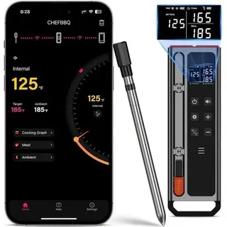 Kabelloses Fleischthermometer mit Bluetooth – 150 m Reichweite und LCD-Display für Grill und Küche