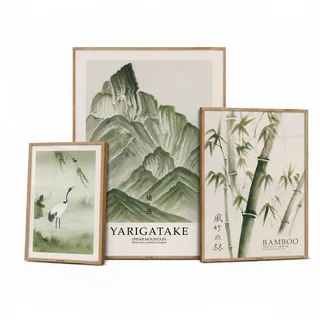 canvea Yarigatake Berg Japen Poster Set | 3er Bilder Set für Ruhe & Innere Kraft Deko | Moderne Wandbilder | Premium Kunstdrucke für stilvolle Wohnräume