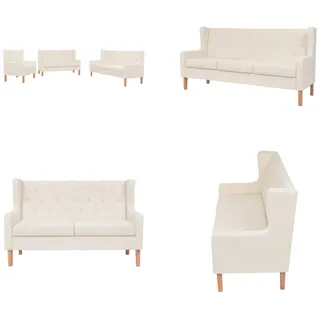 vidaXL 3 tlg. Sofa Set Stoff Cremeweiß - Sofagarnitur - Sofagarnituren - Sofa Modern - Couch Modern