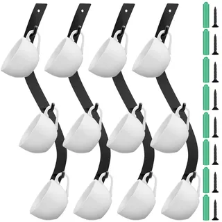 Sosation 4 Stück Kaffeebecher Wandregal montiert mit 12 Haken S Kurve Metall Kaffeetassenregal Wandbehang Halter für Cafee Bar Küche Kaffee Eckstation Dekor Display