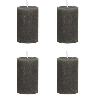 Chic Antique 4er SMacon rustikale Stumpenkerze Kerze Antik Altarkerzen 100% Paraffin Lange Brenndauer, H8/D5 cm Coffee