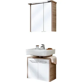 Saphir Badmöbel-Set »Quickset 382 2-teilig, Waschbeckenunterschrank mit LED-Spiegelschrank« 2 Stk. tlg., weiß