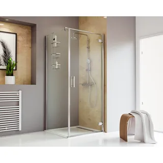 Schulte Toura Eck-Duschkabine mit Drehtür rechts 90 x 200 cm silber Sicherheitsglas