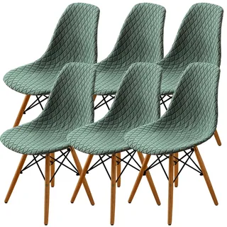 SHENGYIJING Esszimmerstühle Abdeckungen 2/4/6 Stück,Stil Shell Esszimmerstuhl Mid Century Modern Stuhl Sipcover,Gepolsterte Dining Accent Side Stuhlhussen (Matcha Green,6 Pieces)