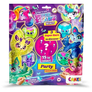 STRETCHY SUPERSTARS Minis Multipack Party - 5er Pack Elastische Actionfiguren für Kinder, Klebrige & Dehnbare Superhelden Figuren zu Sammeln