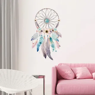 Sticker Böhmen | Wandaufkleber Traumfänger – Tapete Dekoration Raum und Wohnzimmer | 60 x 35 cm
