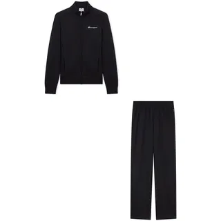 CHAMPION Damen Fleece Full Zip Sweatsuit Slim Fit Sportanzug Set Gesticktes Logo Layered oder Passendes Set Seitentaschen Schwarz S