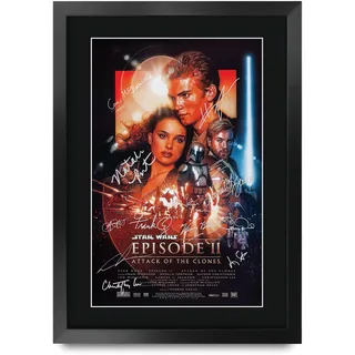 HWC Trading A3 FR Star Wars Episode II Angriff der Klonkrieger Die Darsteller Hayden Christensen Natalie Portman Geschenke Printed Poster Autogramm Bild für Film-Memorabilia Fans - A3 Eingerahmt