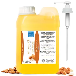 Premium Mandelöl 100% Natürlich Kaltgepresst - Schwangerschaftsöl | Anti-Dehnungsstreifen | Babypflege | Massageöl | Haarmaske | 1000ml (Die Verpackung kann variieren.)