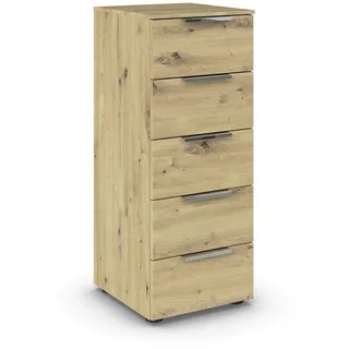 Rauch Möbel Kommode, für Schlafzimmer, Kinderzimmer, Wohnzimmer, Jugendzimmer, Flur, Garderobe, 5 Schubladen, mit Softclose Funktion, Farbe Eiche Artisan, Holz, Breite 40 cm,