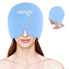 NEWGO Migräne Maske Migräne Cap, Full Coverage Eis Kopfschmerzen Hut für kalte Kompresse Relief Kopfschmerzen, Sinus, Stress(hellblau)