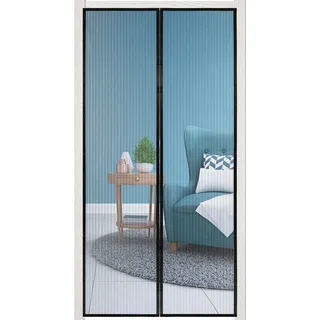 VINGO Magnet Fliegengitter Tuer Insektenschutz 100x220cm Magnetvorhang Fliegenvorhang Automatisches Schliessen fuer Balkontuer Kellertuer Terrassentuer Kinderleichte Klebemontage Ohne Bohren Schwarz - Schwarz