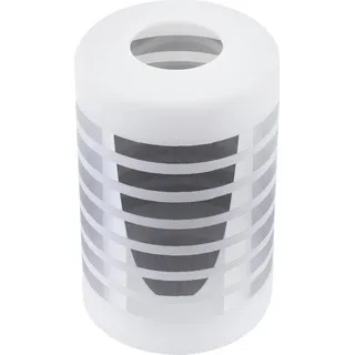 Lampenschirm Cobi weiß mit Chromstreifen 10,5 cm – eleganter Walzenglasschirm für moderne Lampen