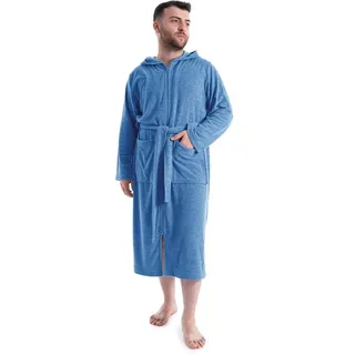 MY HOME Herrenbademantel »Nela, ideal für Sauna & Spa, Hotelbademantel, Morgenmantel« 1 Stk. einfarbig, S-4XL, mit Reißverschluss, blau