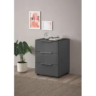 HBZ Nachtkonsole »Santorin Kommode mit Glas Front-Oberboden, BxHxT 45x61x40 cm«, (1 St.), Passend zu Polster und vorallem Boxspringbetten, 3 Schubkästen, grau