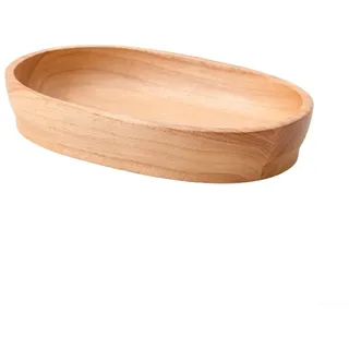 ZAMETTER Salatschüssel aus Holz, Mehrzweck-Schüssel in Bootsform, Brot, Obst, Snacks, Dessert, Salatschüssel, handgefertigt, verdicktes Holztablett (17 x 9,5 x 4,5 cm)
