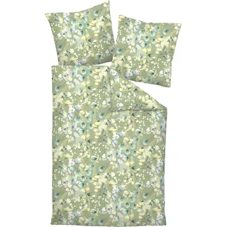 Janine Interlock-Jersey Bettwäsche 135X200,80x80 2 teilig Carmen S 55122-06-500 grün limone - Grün