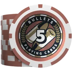 Bullets Playing Cards - Plastik Poker Chips - "Christopher" mit Werten - 25er Rolle (Rot (5er))