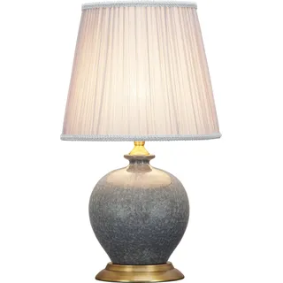 Fine Asianliving Chinesische Tischlampe Porzellan mit Lampenschirm E27 Orientalische Tischleuchte Keramik Nachttischlampen Schlafzimmer Wohnzimmer - Grau