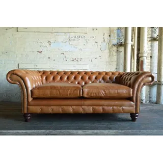 XXL Sofa 3 Sitzer Couch Chesterfield Polster Sitz Garnitur Leder Textil Braun