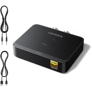 UGREEN Aux Bluetooth 6.0 Adapter Bluetooth Empfänger Klinke Audio Receiver | LDAC Receiver Stereoanlage ,Hi-Res Audio Gold Standard Zertifizierung, 15 Std, 3.5mm AUX+2RCA,mit Lautsprecher, Verstärker