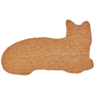 Homescapes FUßMATTE Katze, Kokos 45/76 cm , Naturfarben , Naturmaterialen , Tiere , Freiform , 45x76 cm , Teppiche und Böden, Schmutzfangmatten, Fußmatten