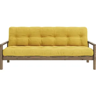 Schlafsofa KARUP DESIGN "KNOB", gelb (honey), B:205cm H:79cm T:95cm, Matratzenmaterialzusammensetzung: Futonmatratze mit Knopfheftung, Höhe 14 cm, aus recyceleten Mischfasern mit einem Kern aus 4 cm Schaumstoff. Matratzenfüllung: Baumwoll-Mix-Füllung 90-95% Baumwolle und 5-10% Polyester. Bezug: 100% Polyester, Sofas, Schlafsofa, mit Futonmatratze, verschiedene Farben, FSC-zertifiziert, Kiefer