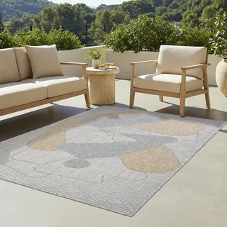 Tapiso Teppich YUCANA Outdoor Grau Balkon UV-beständig 140 x 200 cm - Grau