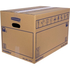 Bankers Box 6208301 Pack 10 Kartonboxen mit Griffen für Umzug, Lagerung und Transport, robust, verstärkter Einzelkanal, 32 Liter, Braun, 43 x 30 x 25 cm