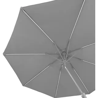Blumfeldt Sonnenschirm für den Balkon & Garten, Sonnenschirm mit UV-Schutz, LED-Beleuchtung & Wasserdicht, Sonnenschirme Rund, Stabil & Knickbar, Sonnenschutz mit Solar, Runder Parasol Gartenschirm - Grau