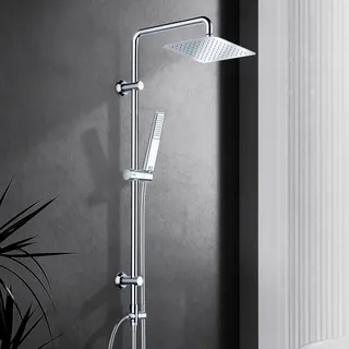 Görbach Edelstahl Duschset ohne Armatur Regenduschset Chrom 20x20cm