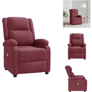 vidaXL Ohrensessel mit Massagefunktion Weinrot Stoff -  Massagesessel - Rot