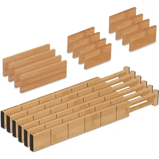 Relaxdays Schubladentrenner 43,5 bis 57 cm 18-tlg. natur