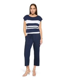 Rundhalsshirt BETTY BARCLAY "Casual-Shirt mit Ringel", Damen, Gr. 36, blau (dunkelblau, weiß), Obermaterial: 100% Baumwolle CO., Shirts Rundhalsshirt