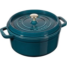 STAUB Gusseisen Bräter/Cocotte, Rund 24 cm, 3,8 L, Aromaregen Funktion, Für alle Herdarten geeignet, La Mer