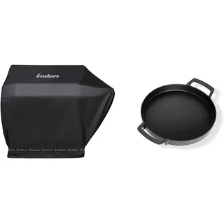 Enders® Gasgrill Abdeckhaube für Gasgrill: Boston 6 KR Turbo, 5697, schwarz & ® Switch Grid Pfanne, aus Gusseisen, für Enders® Gasgrill mit Rost-in-Rost System, Grill-Rost-Zubehör, 7792