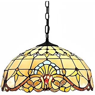 E27 Tiffany Pendelleuchte Deko Leuchte Vintage Glas Hängelampe Höheverstellbar Esstisch Esszimmer Küchenlampen Lampen Retro Pendellampe Wohnzimmerlampe Hängeleuchte Schlafzimmer Keller Loft Cafe Bar