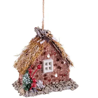 BigBuy Christmas Weihnachtsornament, Mehrfarbig, Natur, Polyschaum, Haus, 9 x 5 x 9,5 cm