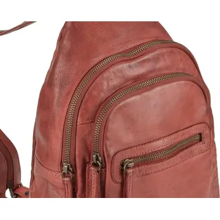 Bear Design Rucksack Leder rot 23x34cm Cityrucksack BackPack für Damen Damenrucksack Frauen City Reise - Rot