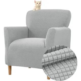 Highdi Stretch Sesselbezug Elastische Jacquard Sofaüberzug Clubsessel Bezug, Weicher Sesselschoner mit Armlehne Sitzbezug Für Sessel Mit Armlehne Hussen (grau)