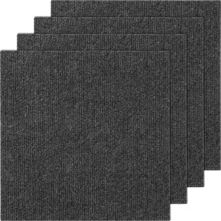 Teppichfliesen Deluxe - Selbstklebend und Weich Gepolstert - DIY-Installation für Schlafzimmer und Wohnzimmer - 305x305mm - 12 Stk. - Dunkelgrau - Rosa