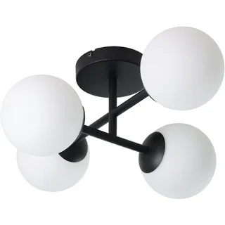 EGLO Deckenlampe Castrovido, Deckenleuchte mit vier Glaskugeln, Kugel Lampe Decke Wohnzimmer aus Metall in Schwarz und Glas in Weiß, mit G9 Leuchtmittel, warmweiß