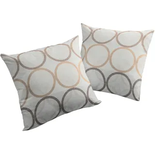 Dekokissen WIRTH "Zirbello" Gr. 2, braun (braun, kreise), B:50cm L:50cm, Baumwolle, Polyester, Dekokissen_Sitzkissen_Kissenhüllen, Dekokissen, Kissenhülle ohne Füllung, 2 Stück