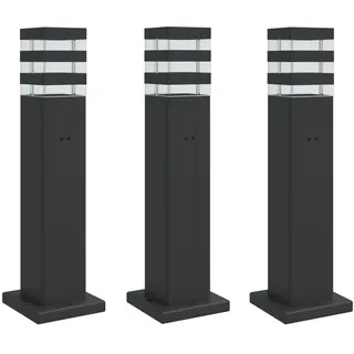 vidaXL Wegeleuchten mit Steckdose 3 Stk. Schwarz 50 cm Aluminium - Schwarz